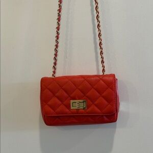 Chic Borse In Pelle Genuine Leather Pinkish Coral Mini Crossbody Bag